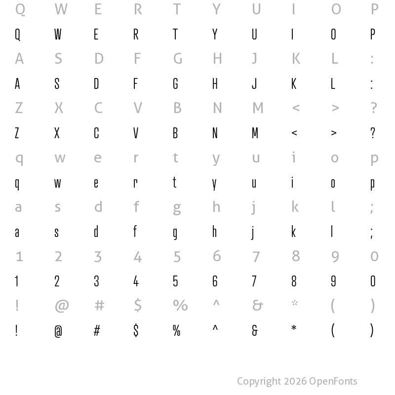 Character Map of Atrament Light