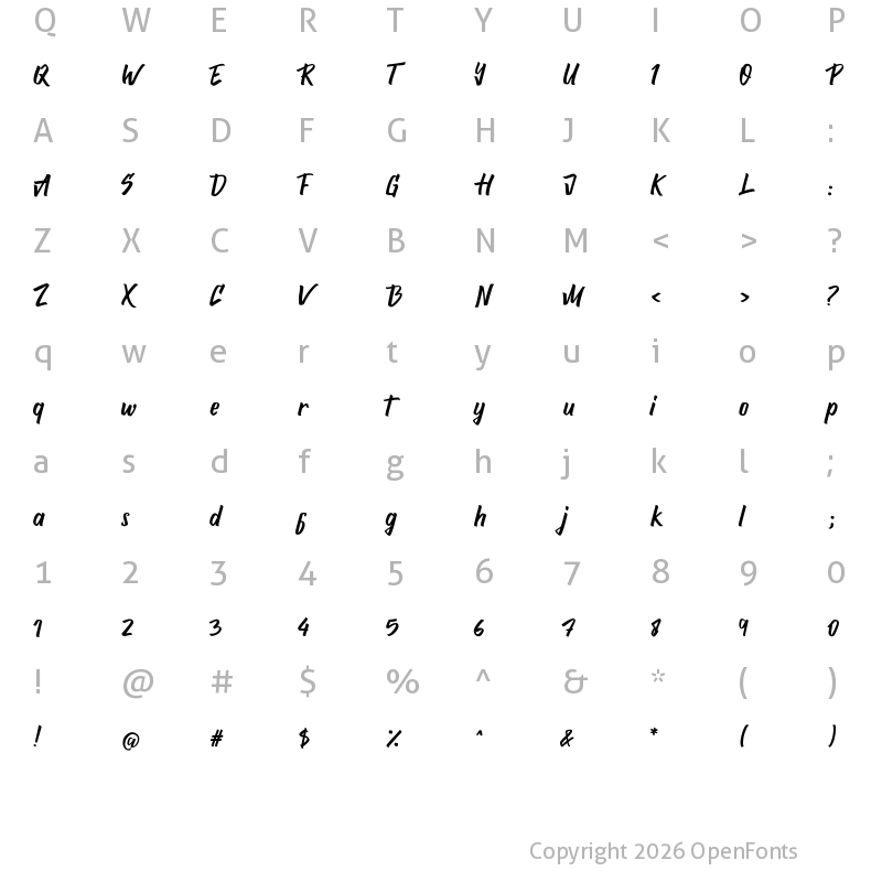 Character Map of Attemptyon Regular