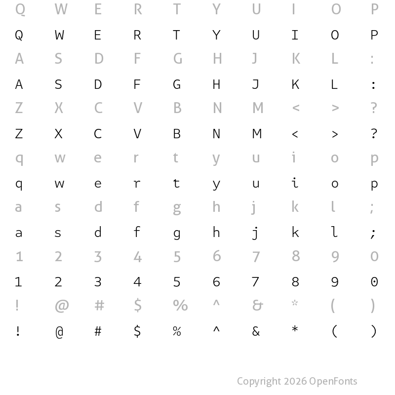 Character Map of Attribute Text Light