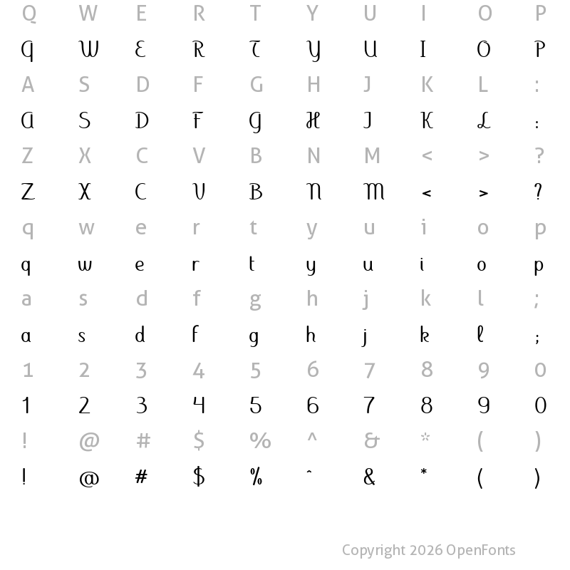 Character Map of Aubade Expanded