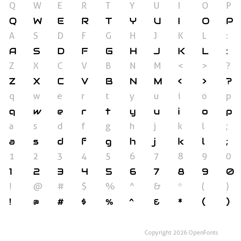 Character Map of Audiowide Regular