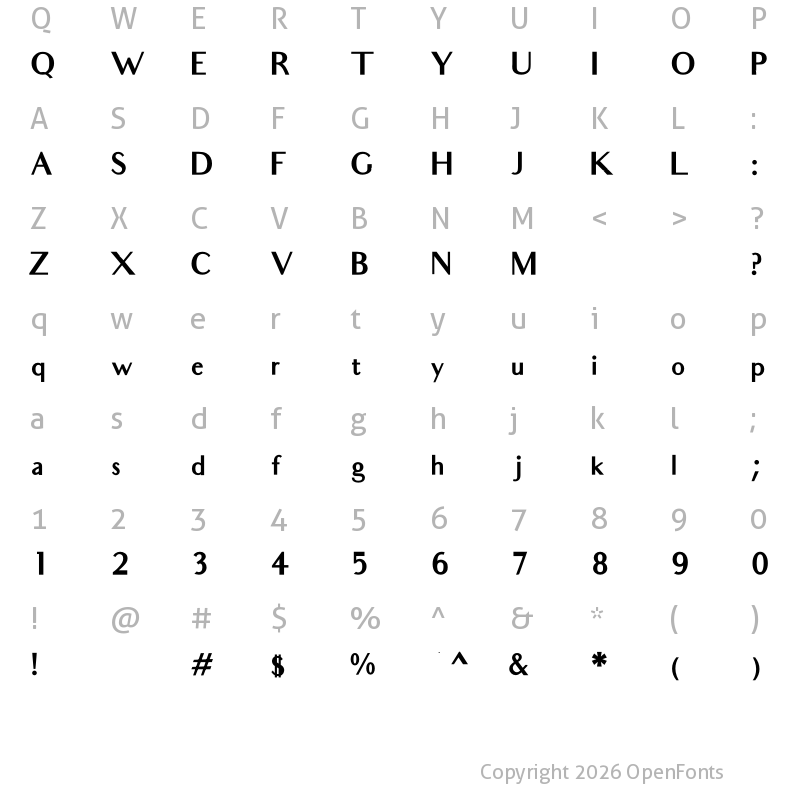 Character Map of Audrey Bold