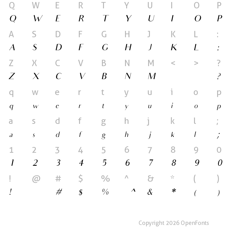 Character Map of Audrey Italic