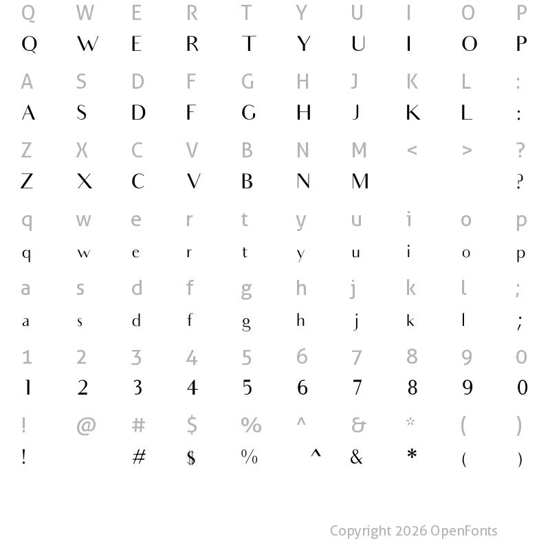 Character Map of Audrey Regular