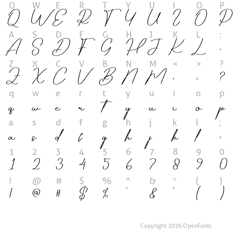 Character Map of Audrey Signature Regular