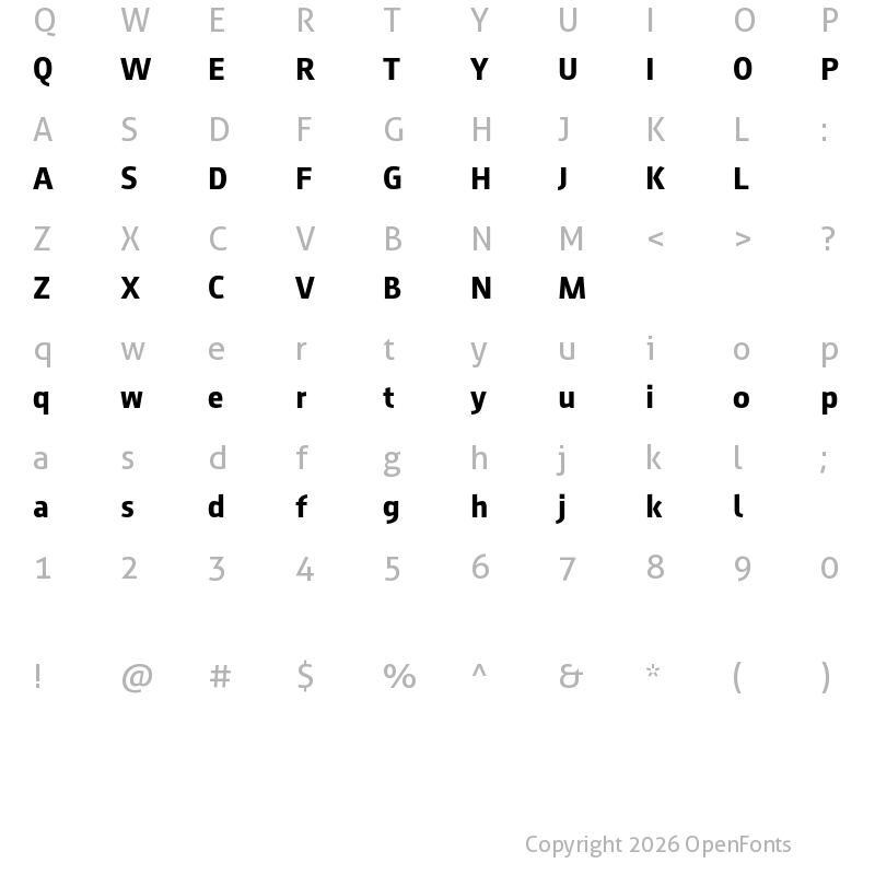 Character Map of August Sans Reduced 75 Bold