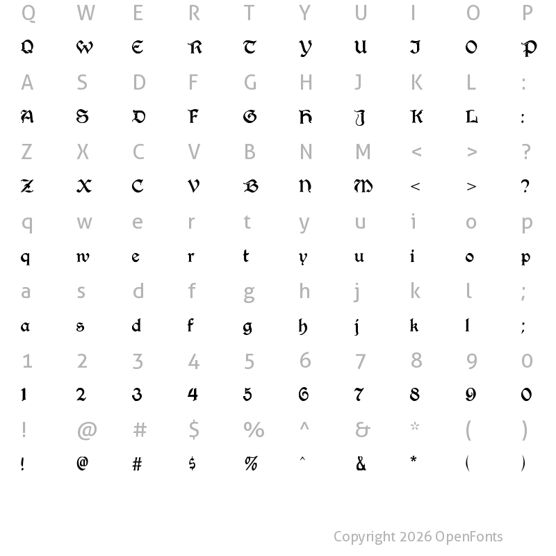 Character Map of Augusta Regular