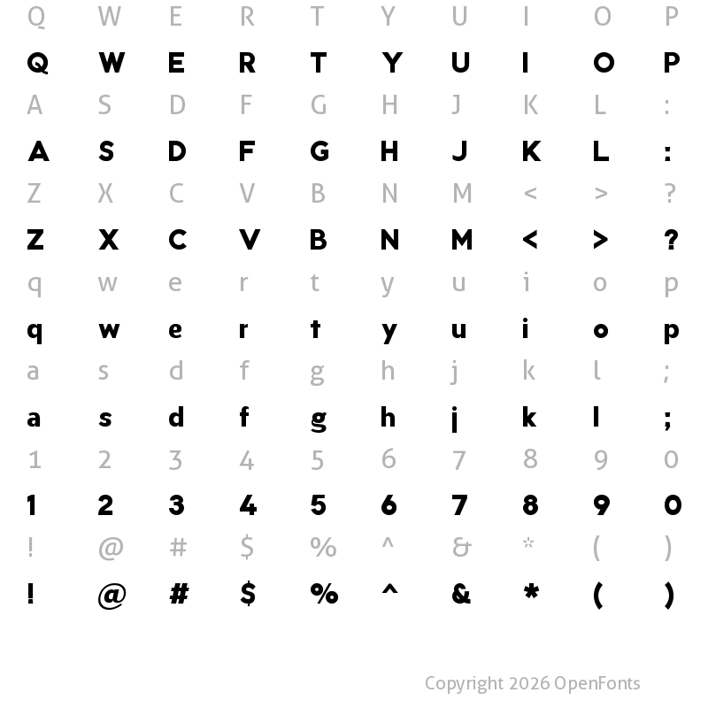 Character Map of Aukim ExtraBold