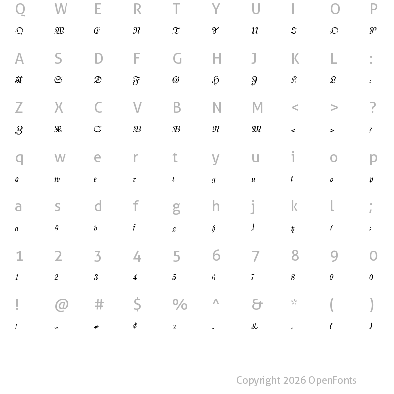 Character Map of AuldMagick Italic