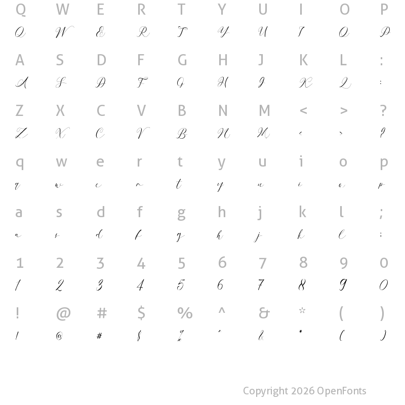 Character Map of Aulia Regular