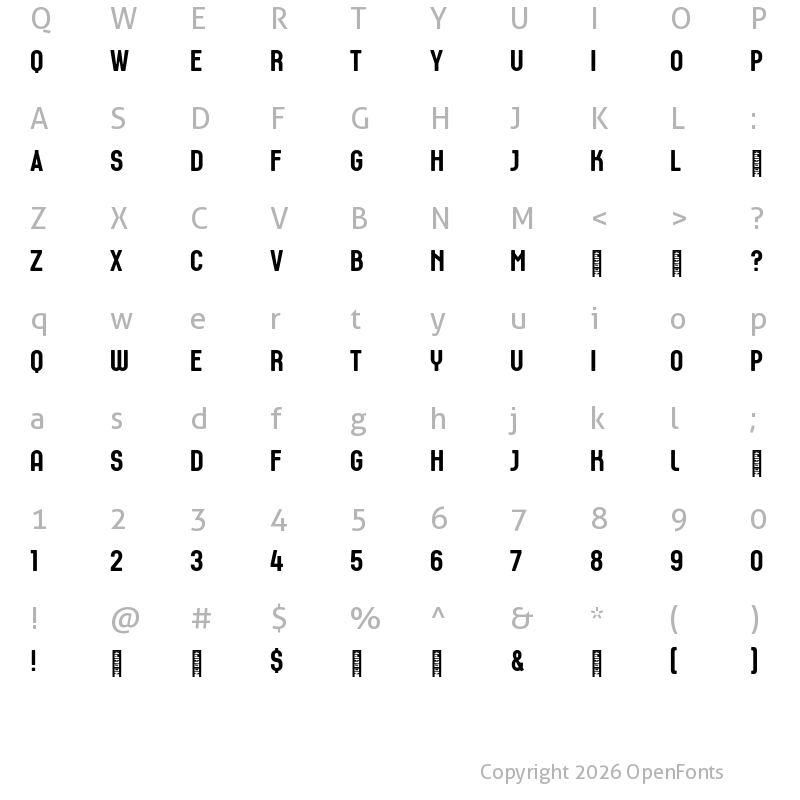 Character Map of Aurelio Titling Trial