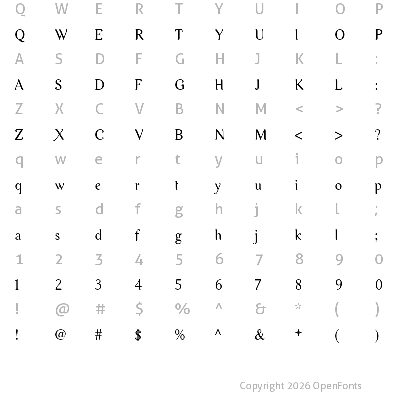 Character Map of Aurelis ADF No2 Std Regular