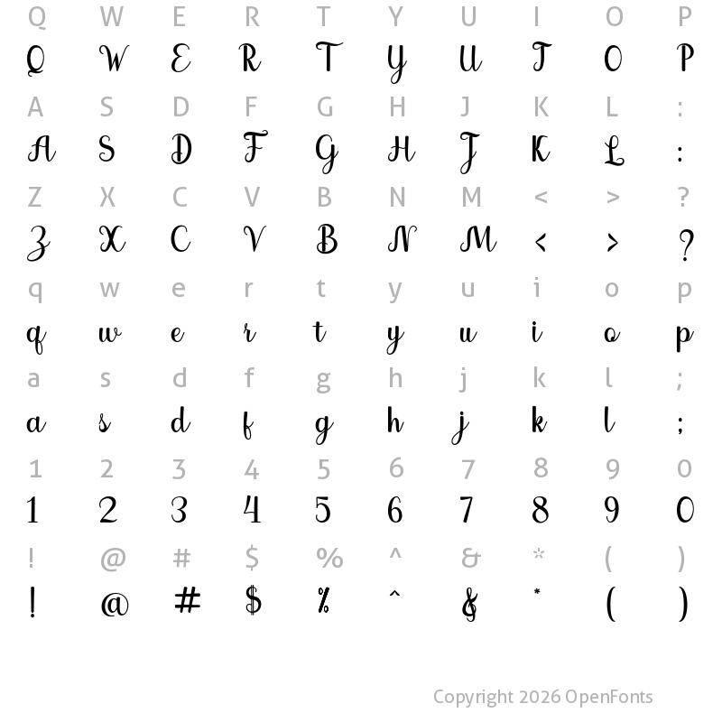 Character Map of Auristela Regular
