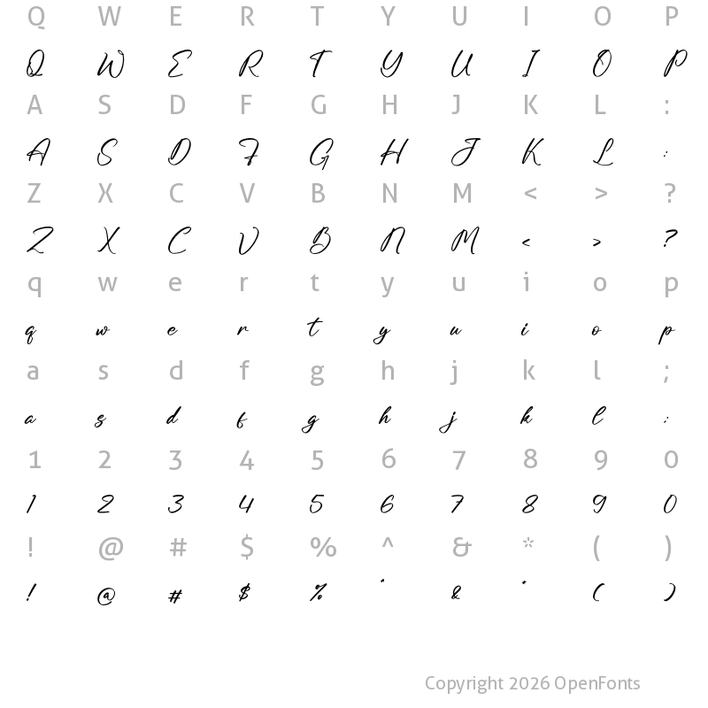 Character Map of Aurttley Graffin Regular