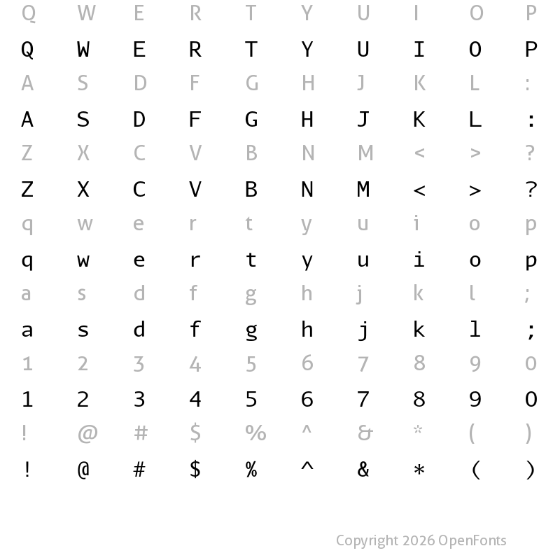 Character Map of Aurulent Sans Mono Regular