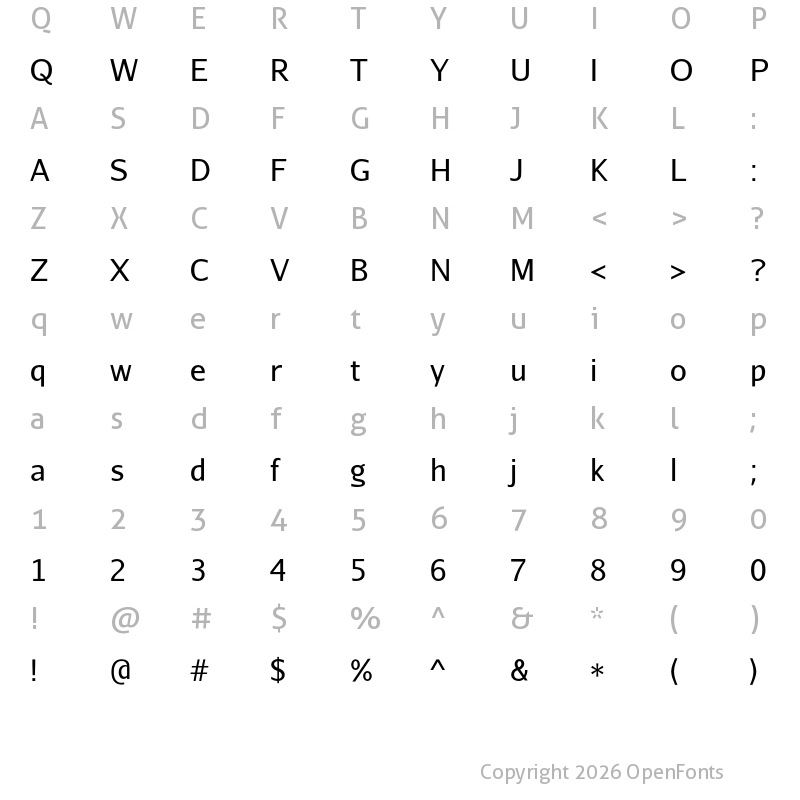 Character Map of Aurulent Sans Regular