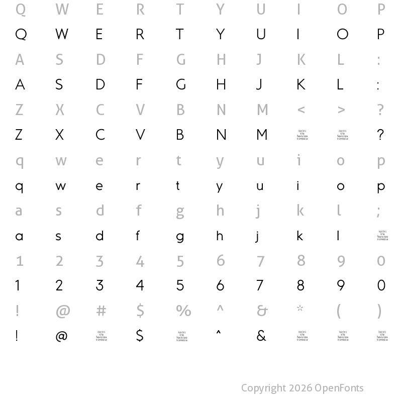 Character Map of Ausion Personal Use Regular