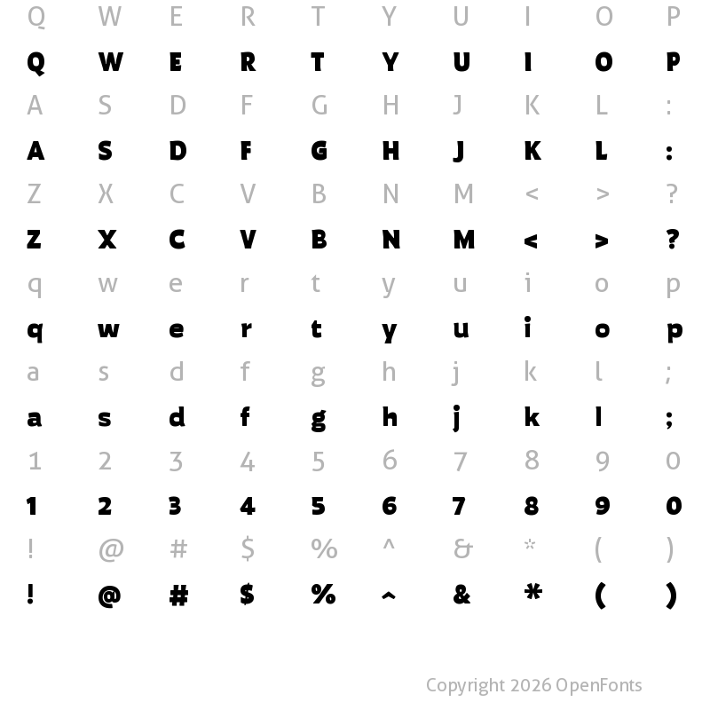Character Map of AusterRounded-Heavy Regular