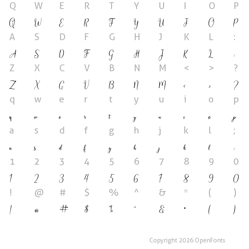 Character Map of Australiya Regular