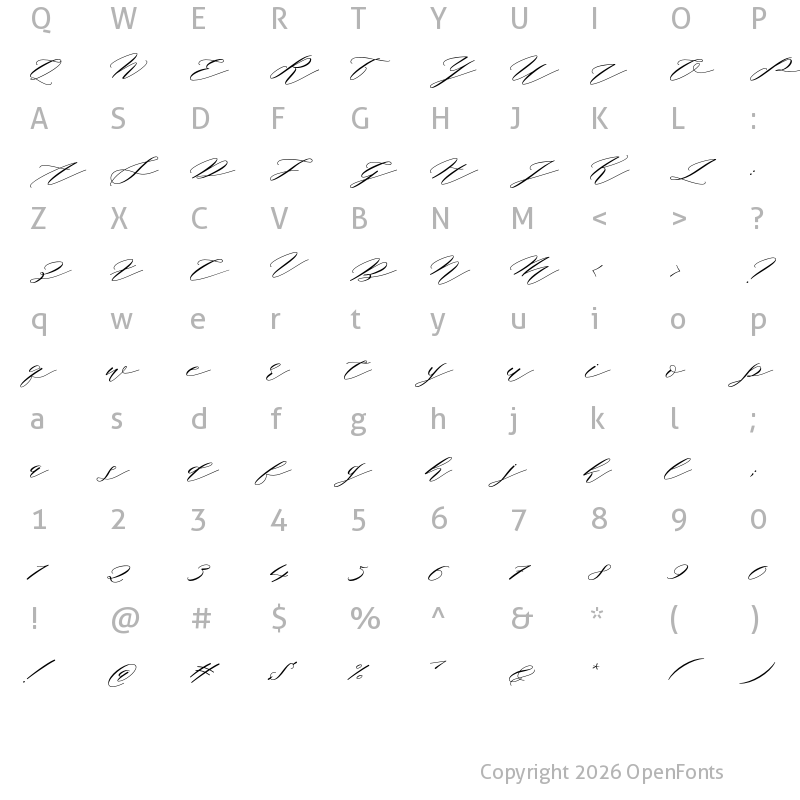Character Map of Authentic Script Regular