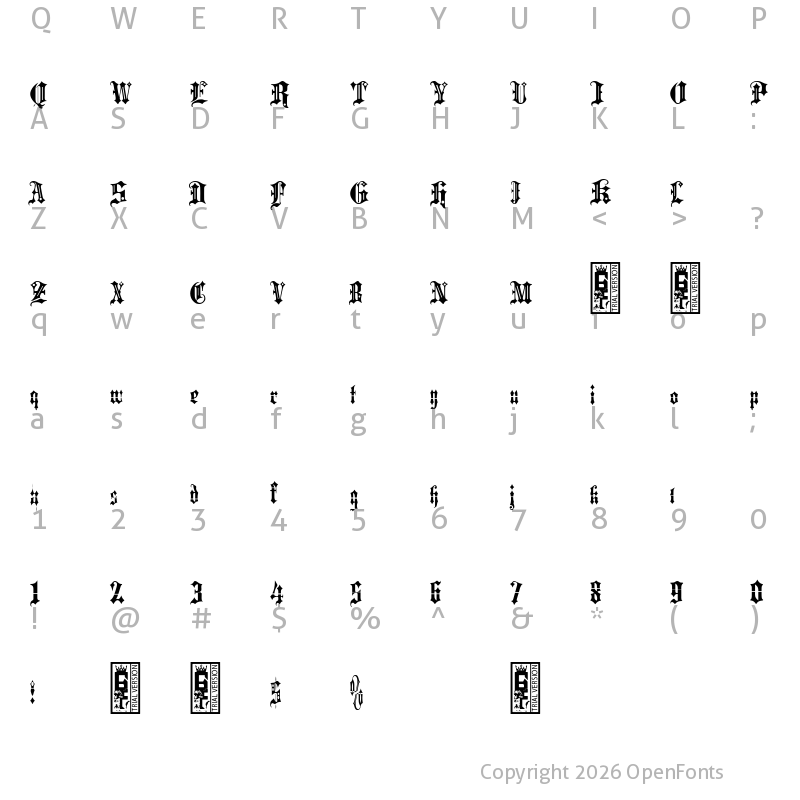 Character Map of AUTHENTICA GFS_stylish