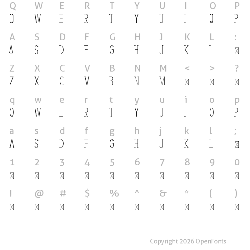 Character Map of Authoria Demo Regular