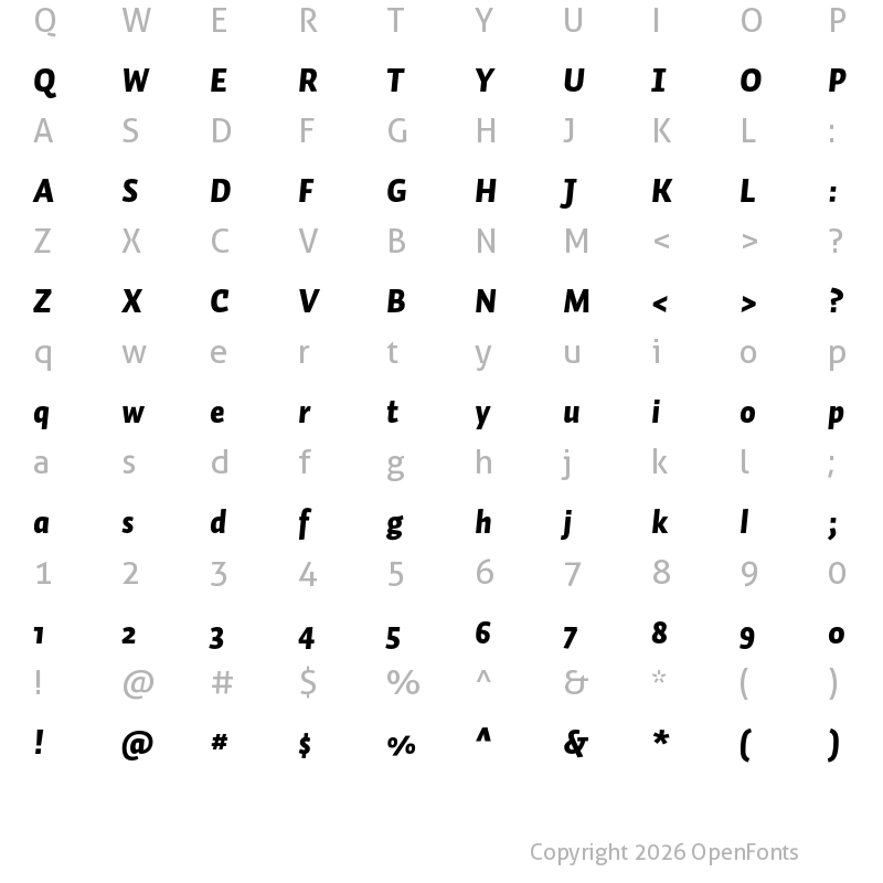 Character Map of Auto Pro Black Italic 1