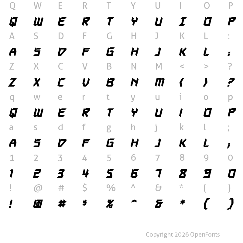 Character Map of Autodestruct BB Bold