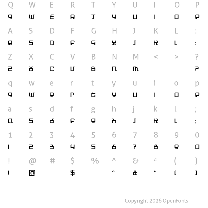 Character Map of Automind Regular