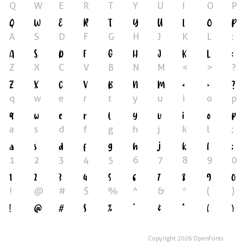 Character Map of Autumn Crush Regular