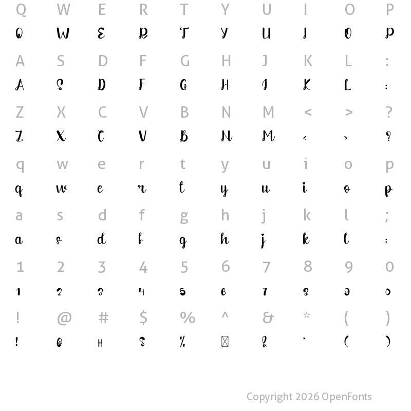 Character Map of Autumn Vintage Regular