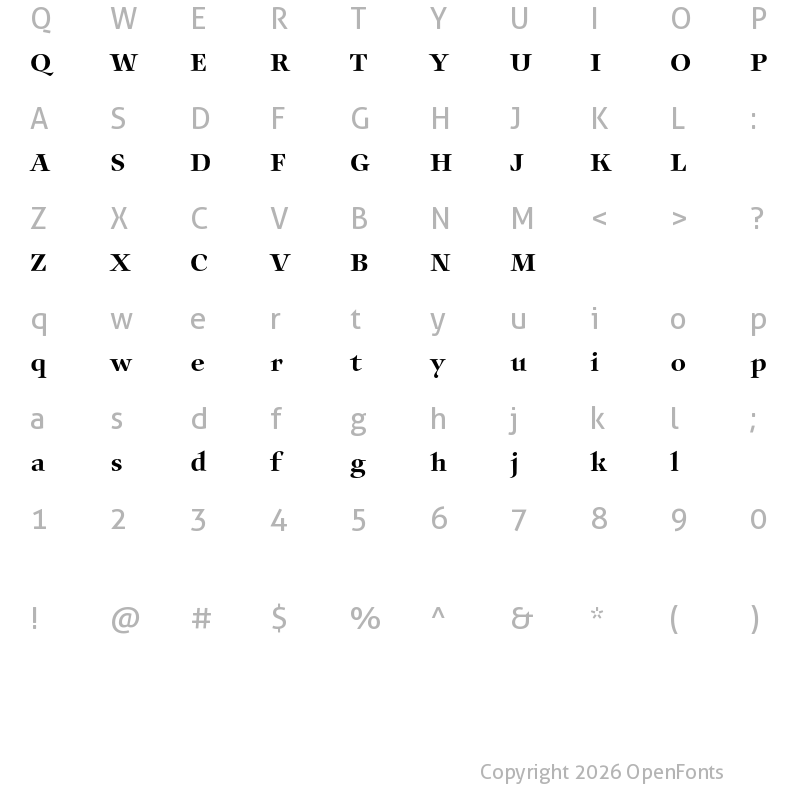 Character Map of Auxerre 65 Medium reduced