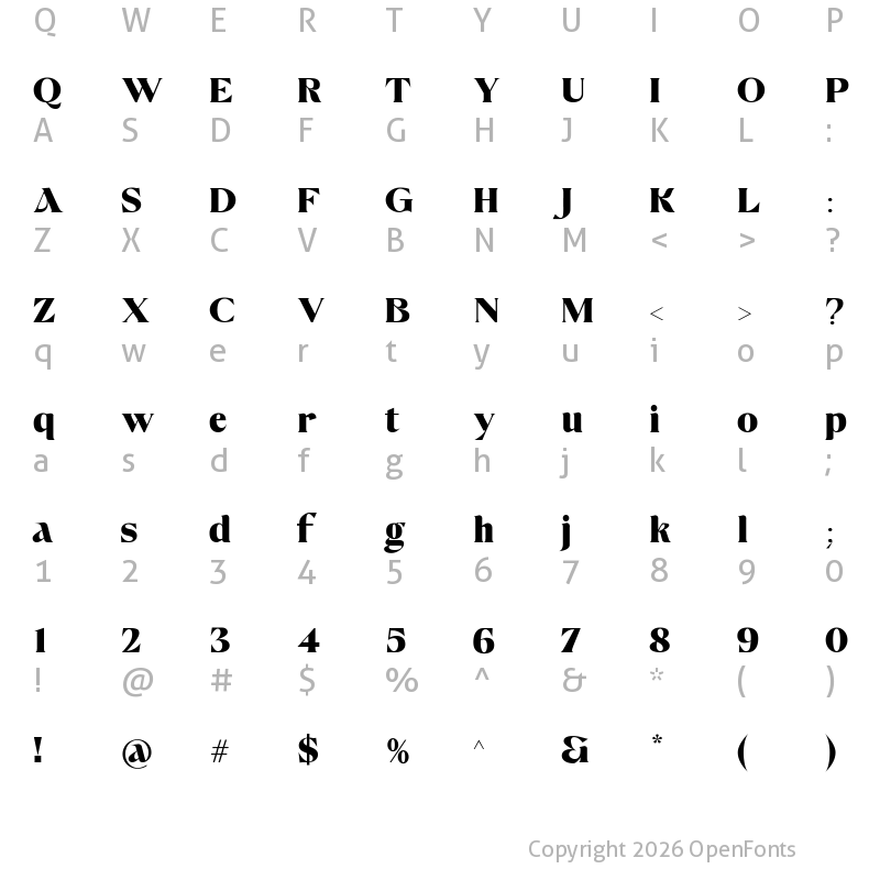 Character Map of Avango Display Serif Bold