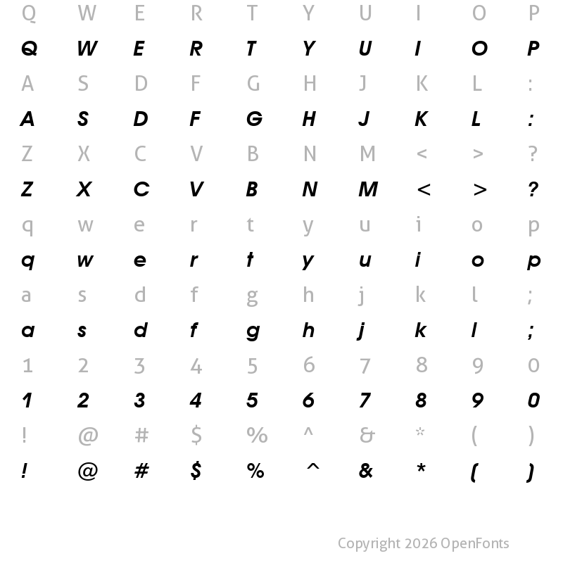 Character Map of AvantGarde Bk BT Demi Oblique