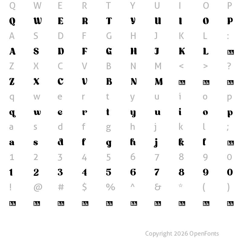 Character Map of Aveghia Regular