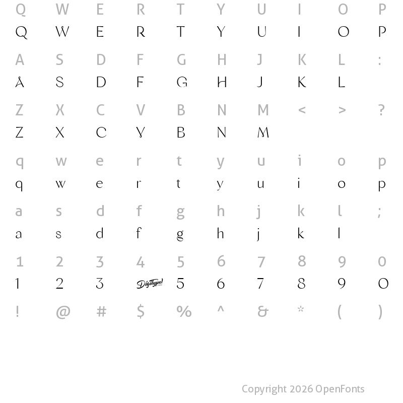 Character Map of Avegreat Regular