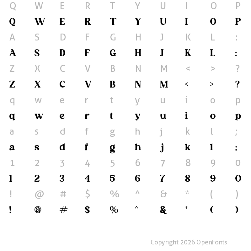 Character Map of Avenita Regular