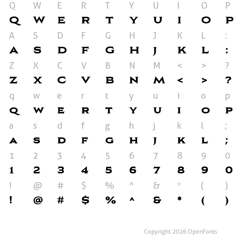 Character Map of Aviano Copper Variable Black