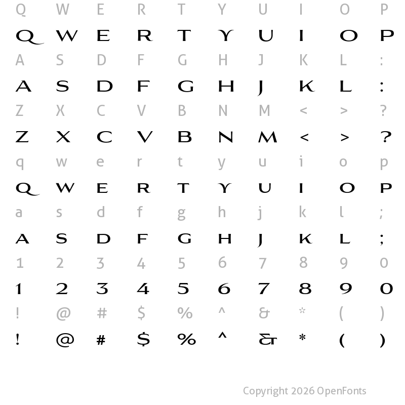 Character Map of Aviano Flare Medium