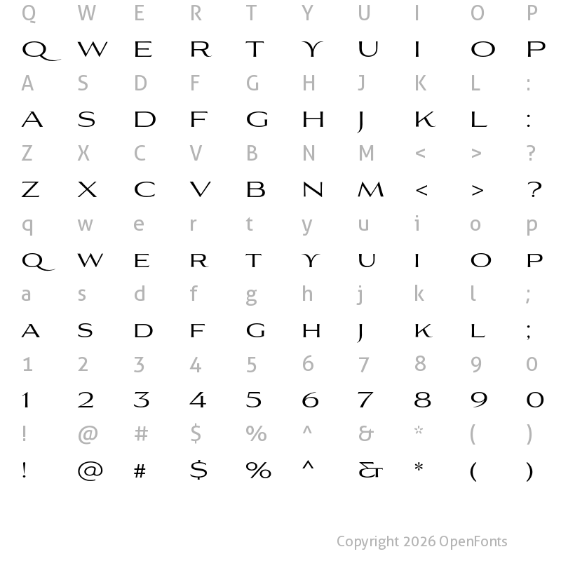 Character Map of Aviano Flare Regular