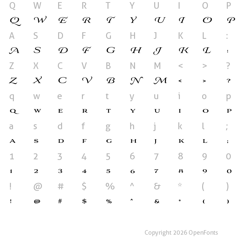 Character Map of Aviano Royale Bold