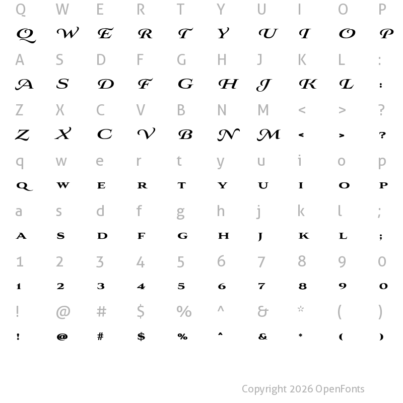 Character Map of Aviano Royale Heavy