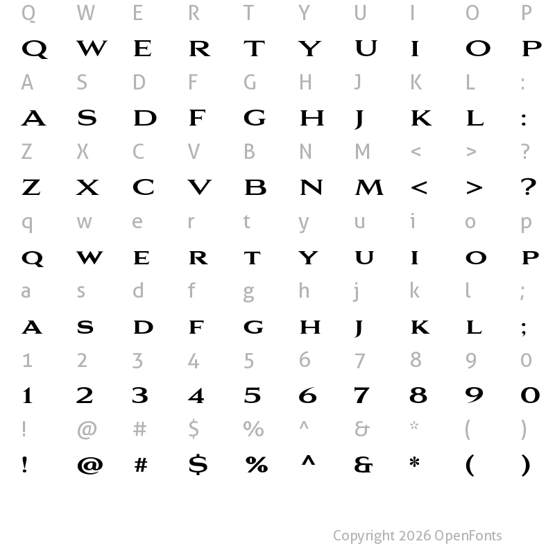 Character Map of Aviano Serif Black