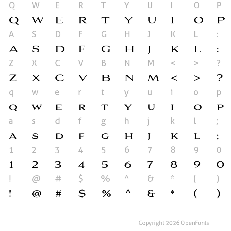 Character Map of Aviano Serif Regular