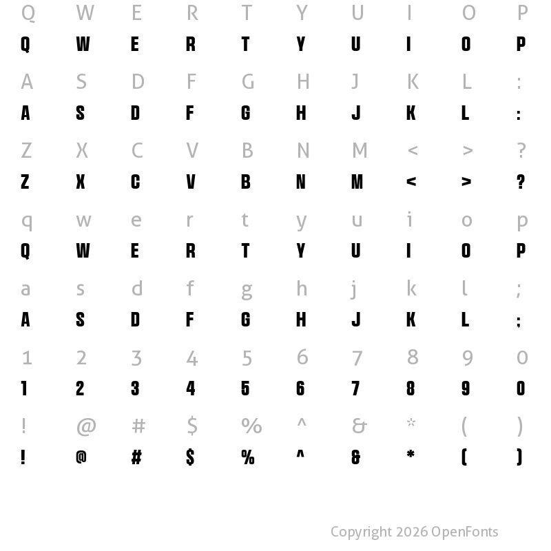 Character Map of Avilock Bold