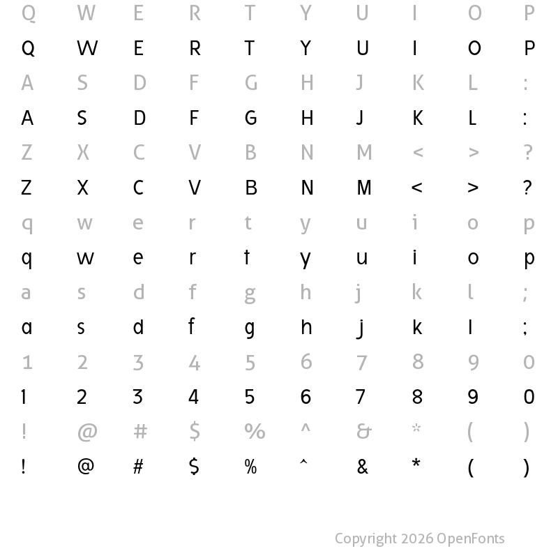 Character Map of Avita Regular