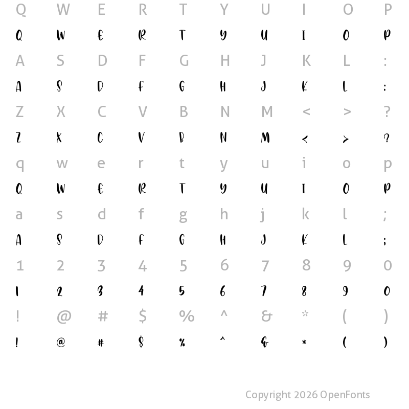 Character Map of Avocado Creamy Regular