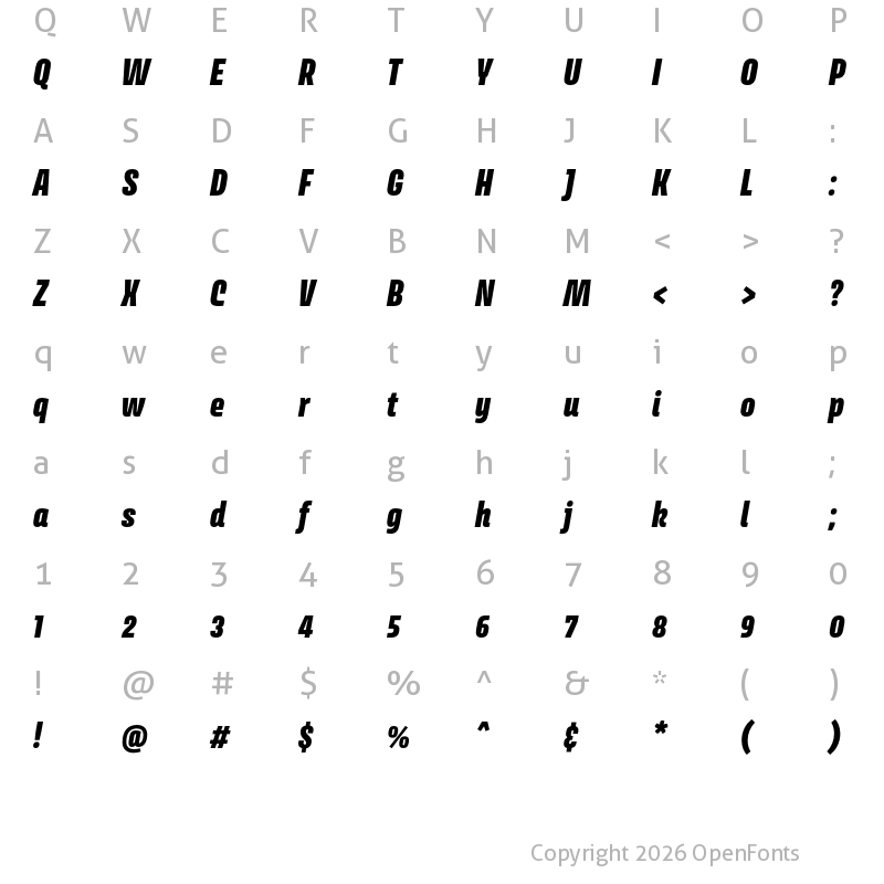 Character Map of Avory I PE Black Italic