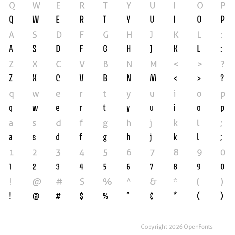 Character Map of Avory I PE Medium