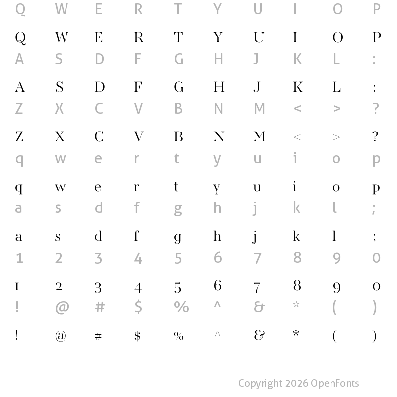 Character Map of AWConqueror Std Didot Light